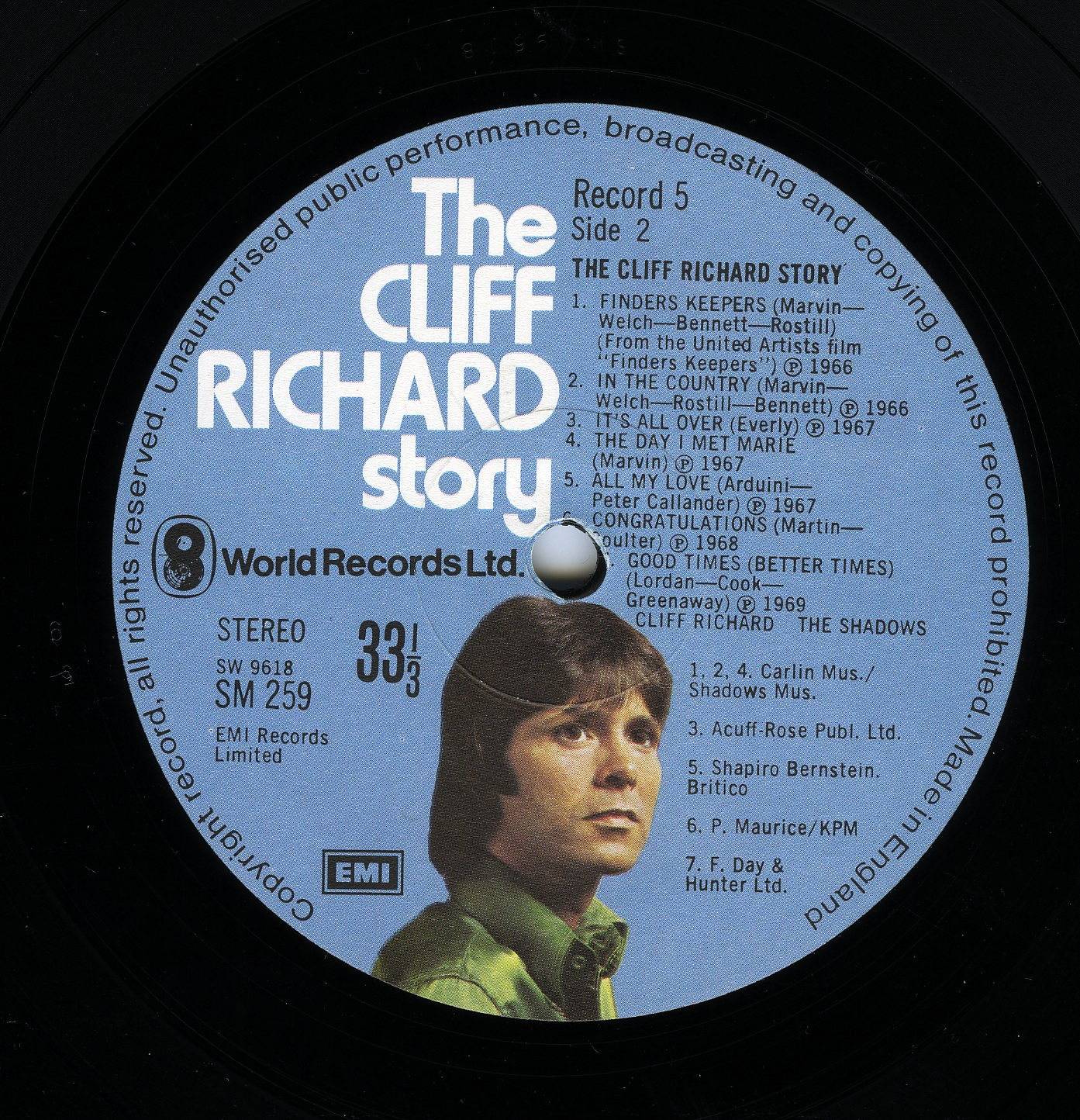 Cliff Richard The Cliff Richard Story [lp label j]